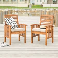 Acacia Wood Outdoor Patio Chairs With Cushions Set Of 2 Midland Rc Willey Furniture Store In 2020 Outdoor Patio Chairs Patio Chairs Wood Patio Chairs