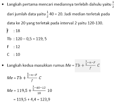 Mean suatu data adalah jumlah seluruh datum dibagi oleh banyaknya datum. Contoh Soal Dan Rumus Median Mean Modus Data Kelompok Lengkap