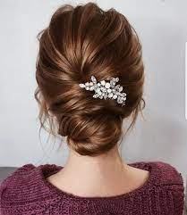 Emilia On Instagram Simplicity At Its Finest Credit Goes To A Russian Professional Lenabo Bridal Hair Comb Crystal Short Updo Wedding Hair Accessories Leaf