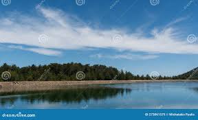 Panoramic View of Dam Full of Water in the Forest . Water Reservoir Stock  Image - Image of cyprus, forest: 273061575
