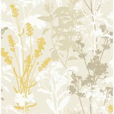 Advantage 56 4 Sq Ft Santa Lucia Beige Wild Flowers Wallpaper In 2020 Mustard Wallpaper Plant Wallpaper Floral Wallpaper