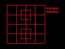 Detailed solution on this website: How To Solve The How Many Squares Puzzle Instructables