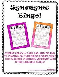 Students Draw A Card And Need To Find Its Synonym On Their Bingo Board Great For Targeted Synonyms X2f Anton Language Goals Synonyms And Antonyms Bingo Board