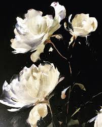 Acrylic Black And White Flower Painting Flowers Nicole Pletts Fine Art Black Background Painting Black Canvas Paintings Acrylic Painting Flowers