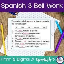 Spanish 3 Bell Work: 130 by Miss Senorita | TPT