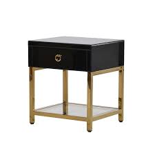 Black Brass Night Stand Black Bedside Table Glass Bedside Table Black Bedside