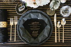 You don't have to go crazy in the kitchen or spend a fortune to have a fabulous dinner party at home. Modern Kate Spade Dinner Party Black White Gold Party Ideas 100 Layer Cake