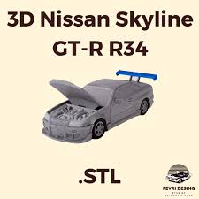 Nissan Skyline GT-R R34 3D Car Model STL - Iconic Nissan Auto Art for Car  Enthusiasts - Etsy