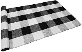 The combination of black and white has always provided an elegant sophistication and intriguing contrast. Levinis Black And White Plaid Rug 100 Cotton Porch Rugs Black White Hand Woven Checkered Door Mat 23 6 X35 4 Plaid Rug Porch Rug Kitchen Rugs And Mats