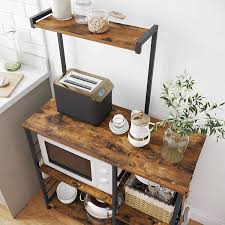 Media relations open the link in a new window; Buy Vasagle Baker S Rack Coffee Station Microwave Oven Stand Kitchen Shelf With Wire Basket 6 S Hooks Utility Storage For Spices Pots And Pans Rustic Brown And Black Ukks35x Online In Turkey B07zfm72zs