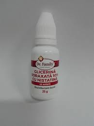 Nistatina este indicata la adulti si copii cu varsta peste 6 ani pentru a trata infectiile determinate de o ciuperca denumita candida albicans, localizate la nivelul tractului digestiv si ca adjuvant in. Dr Family Glicerina Boraxata Cu Nistatina 25 G Pret 9 03 Lei