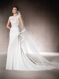 Malva Is A Flared Wedding Dress With A Crew Neckline With Beautiful Delicate Embroidered Tulle Guipure And Wedding Dresses Bridal Dresses Wedding Dress Outlet