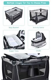 Baby Joy 4 In 1 Portable Baby Playard In 2020 Playard Baby Items Bed Bassinet