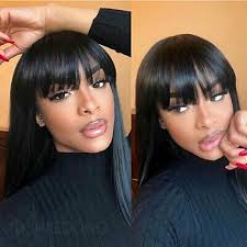 Black Bob Wig With Bangs Human Hair New Fashion Black Bob Straight Wig With Bangs 100 European Remy Human Hair Wigs Ebay In 2020 Front Lace Wigs Human Hair Wig Hairstyles Human Wigs