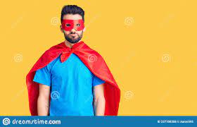 Young Handsome Man with Beard Wearing Super Hero Costume Depressed and  Worry for Distress, Crying Angry and Afraid Stock Photo - Image of emotion,  young: 227108358