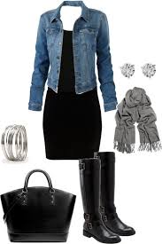 Black And Grey Dress Combination Combination Of Clothes And Accessorize Pics Black Dress With Jean Jacket And Accessories Combination Cute Casual Outfits Fashion Casual