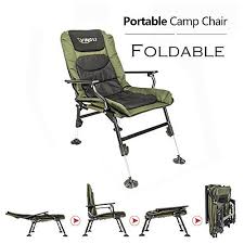 Vingli Professional Fishing Chair Foldable 180 Adjustable Reclining Mesh Padded Back Outdoor Camping Picnic Hiking Beach Portable Chair Stool Support 350lbs Camping Chairs Fishing Chair Foldable Chairs