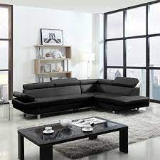 2 Piece Modern Contemporary Faux Leather Sectional Sofa Black White With Functional Armrest And Back Suppor Canape Pas Cher Canape Angle Canape Contemporain