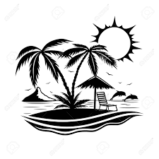 Royalty free clipart illustration of a black and white palm tree. Tropical Beach With Palm Trees Royalty Free Cliparts Vectors And Stock Illustration Image 99235305