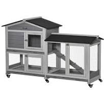 Jaula Para Gatos PawHut Conejera De Madera 157,4x53x99,5 Cm Jaula Para  Conejos Grande Con Ruedas Techo Asfaltico Bandeja Extraible Y Rampa Para ...
