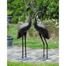 Regal large blue heron metal garden statuary looking up 11780 the home depot. Costco Sunjoy Garden Cranes Lawn Decor Garden Statues Statue Fountain