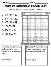 adding and subtracting on a hundred chart quiz practice