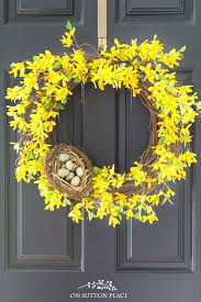 Spring Forsythia Wreath A Pop Of Yellow For Your Door Diy Spring Wreath Spring Floral Wreath Forsythia Wreath