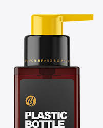 Square Amber Bottle With Pump Mockup In Bottle Mockups On Yellow Images Object Mockups