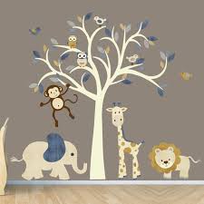 cream tree decal nursery wall decal safari wall decal tree etsy in 2021 jungle wall decals tree decal nursery monkey wall decals