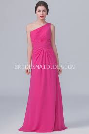 Classic One Shoulder Fuchsia A Line Long Bridesmaid Dress Fuchsia Bridesmaid Dresses Bridesmaid Dresses Pretty Bridesmaid Dresses