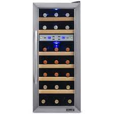 Newair freestanding 50 bottle wine fridge in stainless steel. Newair Dual Zone 18 Bottle Freestanding Wine Cooler Fridge With Quiet Operation And Beech Wood Finishes Stainless Steel Aw 211ed The Home Depot Freestanding Wine Cooler Wine Cooler Fridge Wine Cooler