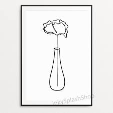 Black And White Flower Pictures Wall Art Minimalist Flower Wall Art Printable Simple Floral Print Etsy Flower Wall Art Printable Wall Art Minimalist Flowers