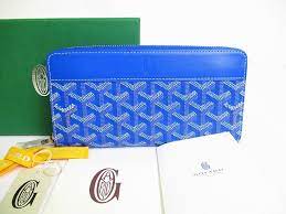 Rated 5.00 out of 5 based on 1 customer rating. Goyard Blue Leather Round Zip Long Wallet Matignon Gm
