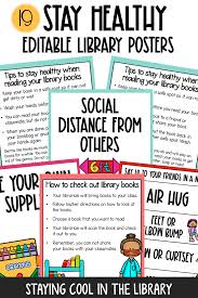 Staying Healthy Editable Library Posters In 2020 Library Posters School Library Posters Elementary Library Curriculum