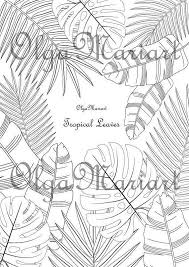 Coloring Page Tropical Leaves Digital Download Pdf File Beach Coloring Pages Coloring Pages Tropical