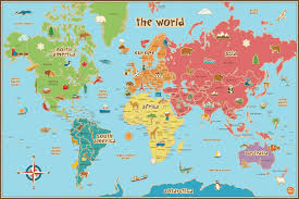 Free Printable World Map For Kids Maps And World Map Poster Kids World Map World Map Wall