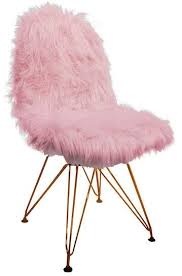 Jay Import Banks Faux Fur Chair Pink An Adorable Statement Piece For A Girly Room Ad Fur Chair Pink Chair Leather Dining Room Chairs