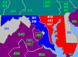 +1 is the us country code. Area Codes 410 443 And 667 Wikipedia