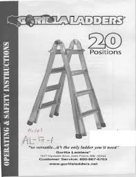 It features 28 adjustable positions for the perfect reach and easy storage. Gorilla 20 Position Ladder Manualzz
