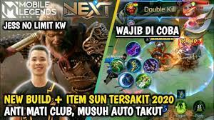 Dec 19, 2018 · build item terbaru jess no limit top global mobile legends. Terbaru Build Sun Jess No Limit Tersakit 2020 Build Sun Jess No Limit Tersakit Anti Mati Club Youtube