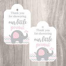 Printable Elephant Baby Shower Favor Tags Pink And Grey Elephant Baby Shower Thank You Tags Instant Download Printable Tags Elephant Baby Shower Favors Elephant Baby Shower Theme Peanut Baby Shower