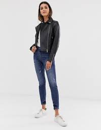 Barney S Originals Leather Biker Jacket With Mock Croc Panels Asos Biker Jacket Leather Outfit Leather Biker Jacket