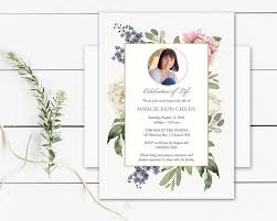 Celebration Of Life Invitation Funeral Announcement Template Etsy Celebration Of Life Funeral Invitation Funeral Templates