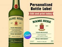 Jameson Whiskey Label, Custom Jameson Label, Personalized Whiskey Label  Canva Template, Perfect for Wedding, Birthday, Bachelor, Anniversary