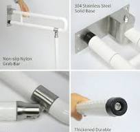 Petoto Handicap Grab Bars for Bathroom, Foldable Toilet Grab Bar Safety Rails with Leg for Elderly Pregnant Disabled
