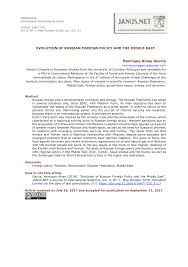Pdf Evolution Of Russian Foreign Policy And The Middle East