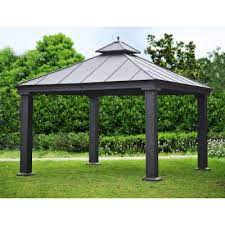 The gazebo messina hard top sun shelter will be a perfect match for your sunday barbecue night or a small family reunion event. Royal Hardtop Gazebo 12 X 12 Sam S Club