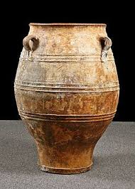 Greek Antique Three Handle Terracotta Olive Oil Jar Pottery Pots Antique Ceramics Greek Pottery