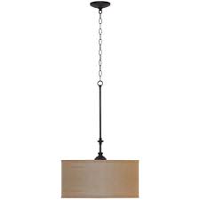Hampton Bay Quincy 3 Light Oil Rubbed Bronze Drum Pendant With Burlap Shade Es4732ob4 At The Home Depot Mobile Drum Pendant Dining Lighting Drum Shade