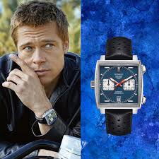 TAG Heuer Monaco Calibre 12 in stainless steel featuring a blue baton  sunburst dial